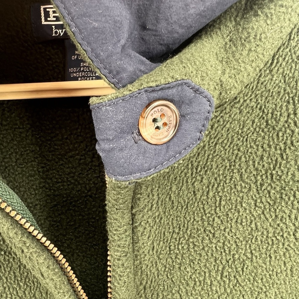Vintage 90s Polo Ralph Lauren Fleece Full Zip Jacket Mens Large Green Polartec - Picture 7 of 10
